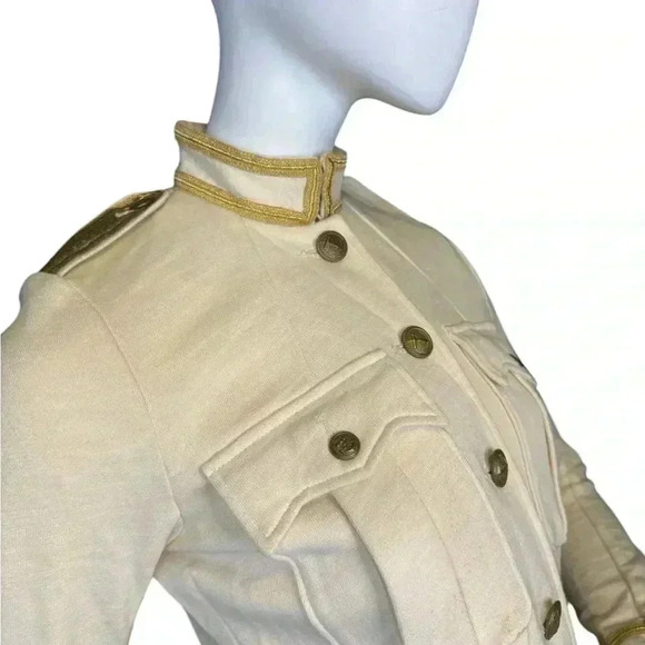 Denim & Supply Ralph Lauren Military Style Jacket cream With Gold Trim Pockets. - Picture 9 of 15